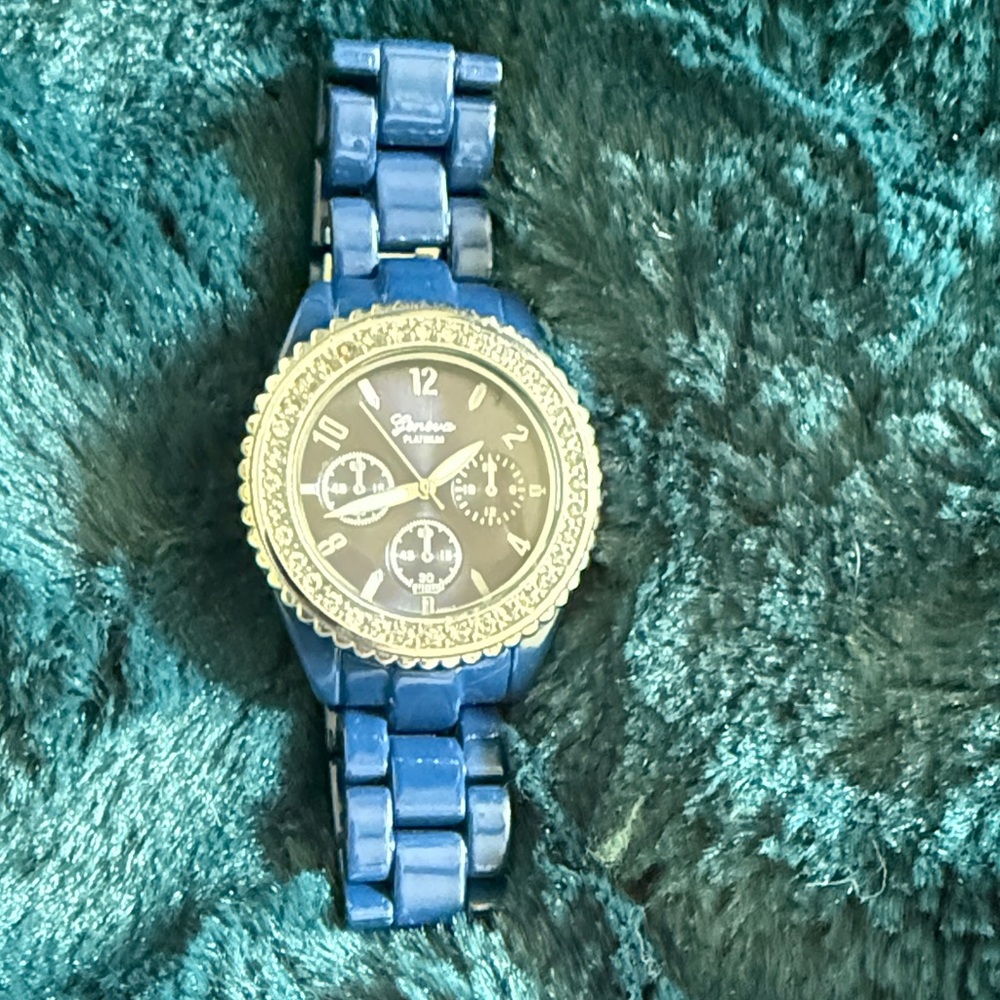 Geneva Blue and Silver Women's Watch